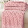 Jacquard Striped Coral Fleece Throw Blanket, Double‑Sided Soft Warm Blanket for Household Rest