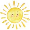 Playful Cartoon Sun Wall Stickers Hand-Painted Style Self-Adhesive Wall Art for Kids Room and Hallway Home Decor