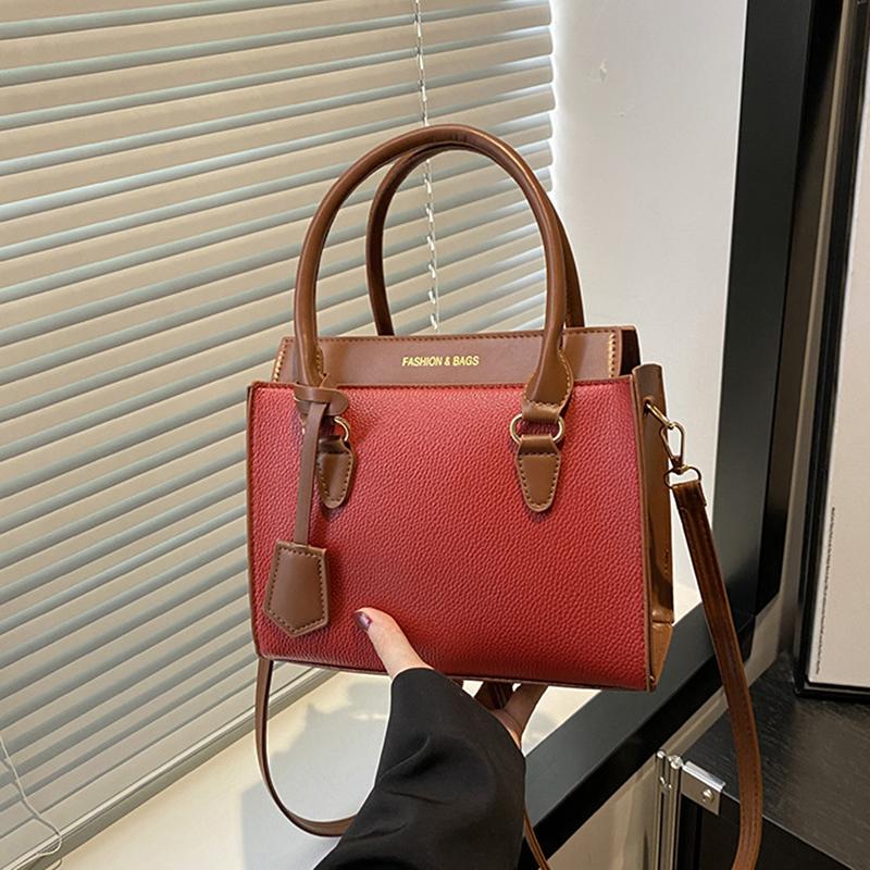 

2026 New Color-Blocked Minimalist Large Capacity Color-Blocked Shoulder Bag Fashionable Crossbody Bag For Women one size червоний