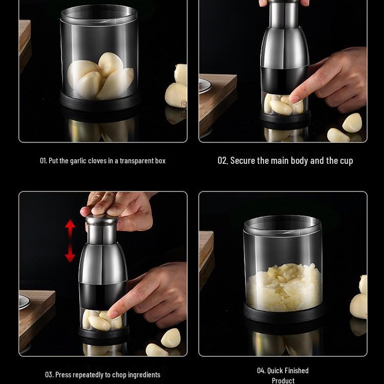 304 Stainless Steel Multi-Functional Kitchen Garlic Press and Slicing Knife for Garlic, Onion, and Ginger.