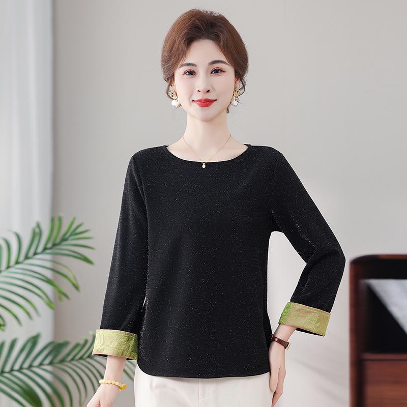 

Plus Size 3/4 Sleeve Knit Top for Mature Women, Slimming Fashion, Spring/Autumn Style 3XL (recommended 120-135 lbs) чорний