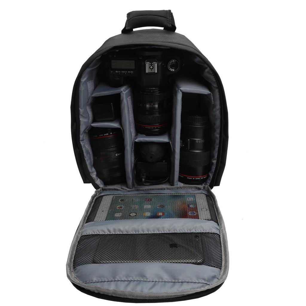 Waterproof, Wear-resistant DSLR Camera Backpack with Layered Lens Storage