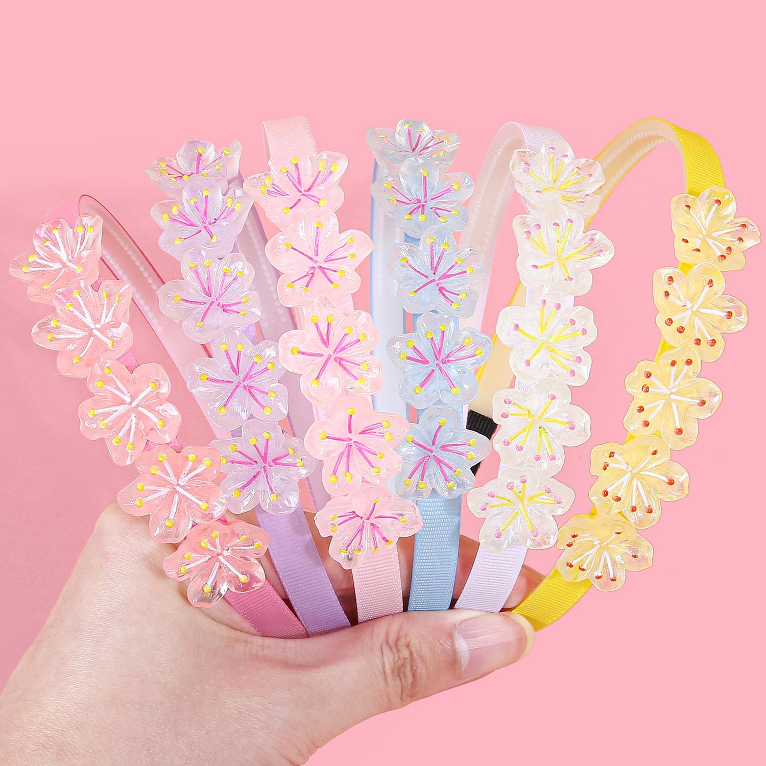 

6pcs Cute Girls Headbands with Flower Plastic Teeth Hairbands Fashion Floral Headband Children Kids Hair Aceessories