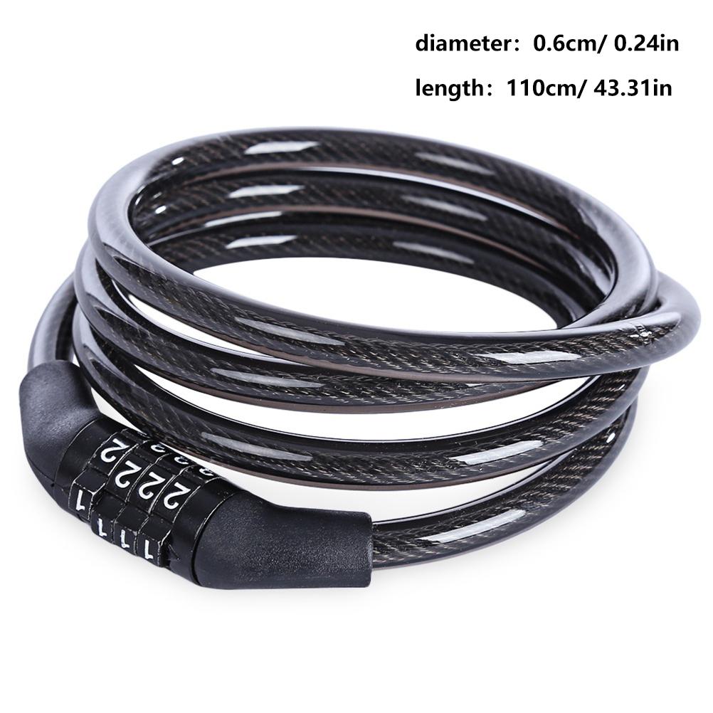 Bike Lock 4 Digit Resettable Combination Coiling Bike Cable Lock for Road Bike Mountain Bike