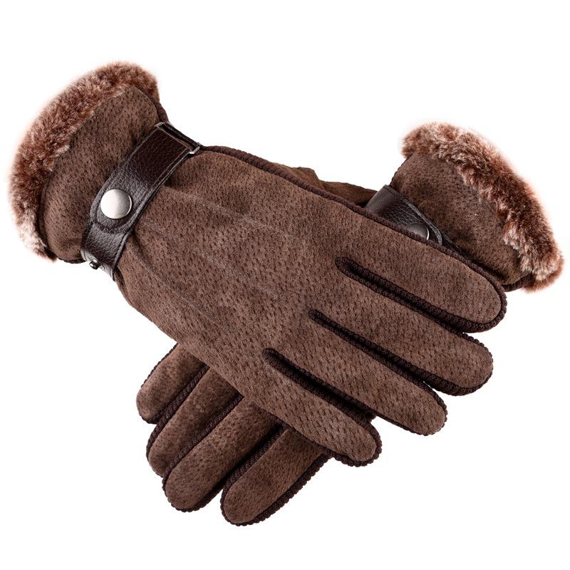 7 Types Pigskin Mens Winter Warm Gloves Leather Thicken Cotton Windproof Driving Mittens