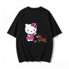 Summer Hello Kitty Cartoon Printed Short Sleeve Pure Cotton Tshirt Parentchild Outfit Classic Fashion Womens Tees Tops