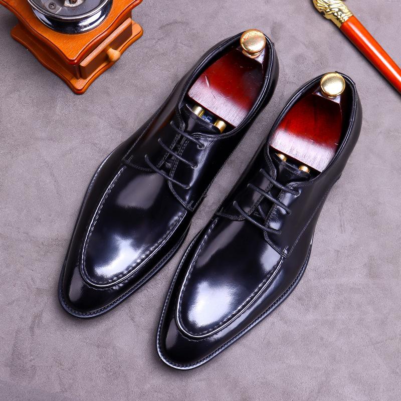 Luxury Patent Leather Men's Formal Shoes Comfortable Genuine Leather Men Dress Shoes Elegant Man Wedding Social Derby Shoes