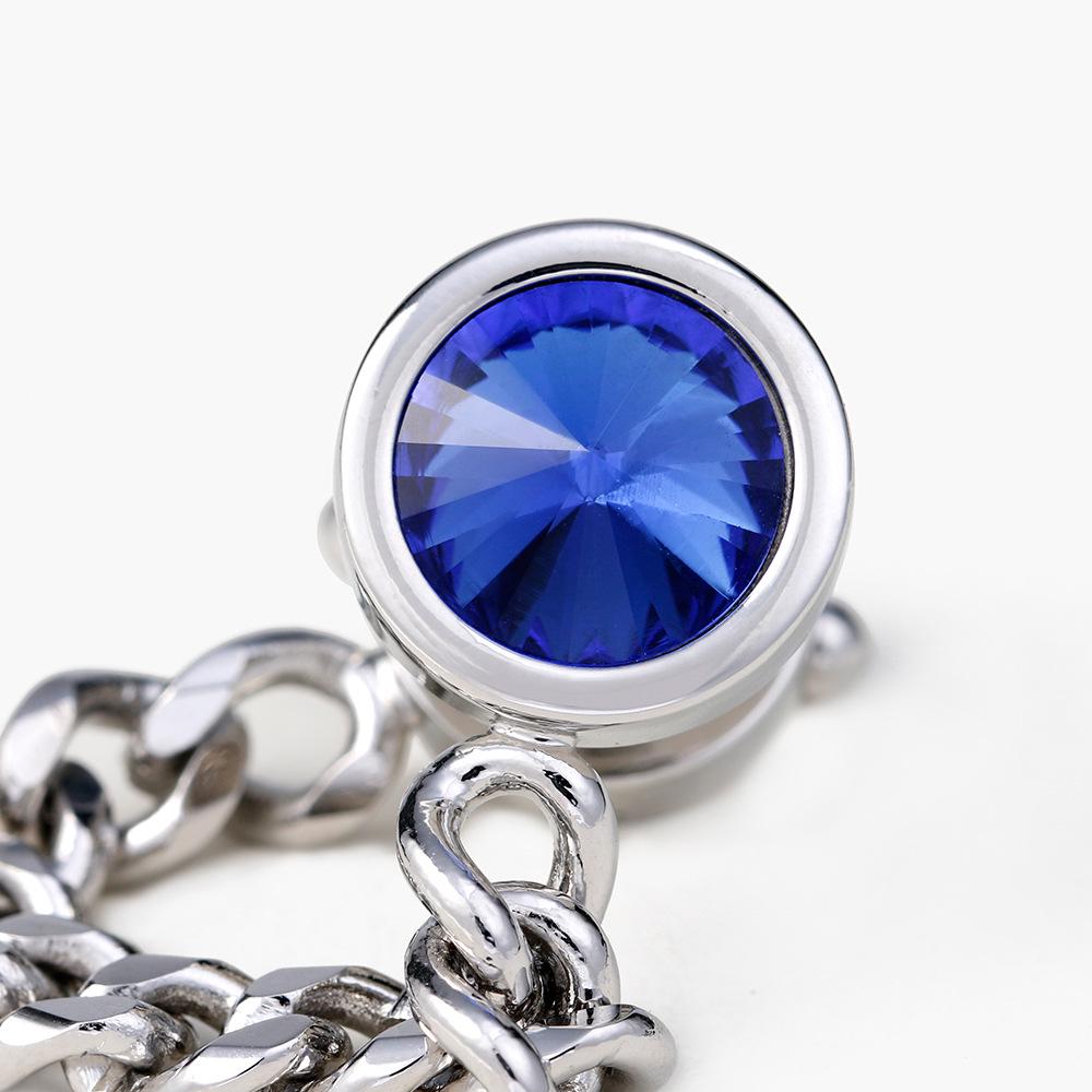 Men's Luxury Crystal Inlaid Gold and Silver Chain Cufflinks