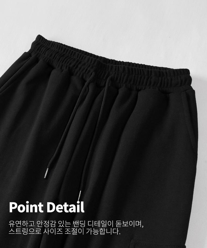 TOPBOY [Non-Fleece Or Fleece-Lined] Comfort Regular Cargo Straight Training Pants Black