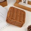 Imitation Rattan Wicker Basket Fruit Tea Snack Bread Basket Cosmetic Square Storage Box Household Kitchen Supplies