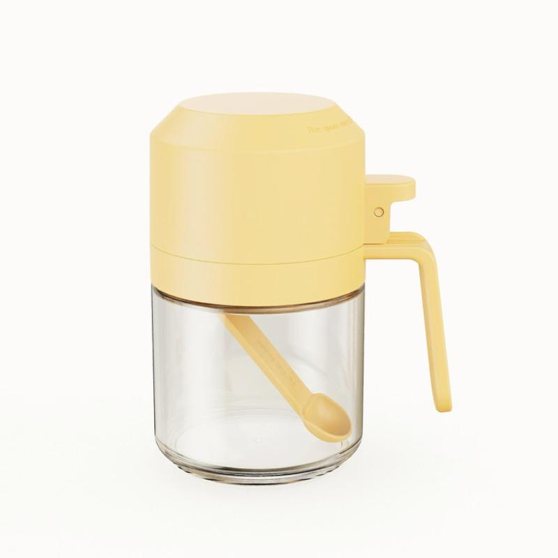 Приправа Takashima Glass, Коробка для приправ, Высококлассная кухонная бутылка для приправ, Солонка, Приправа с ложкой, Герметичная влагозащищенная коробка для хранения 350ml жёлтый