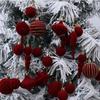24PCS Flocking Christmas Balls Pendant Plastics Xmas Tree Hanging  Christmas Home Decoration