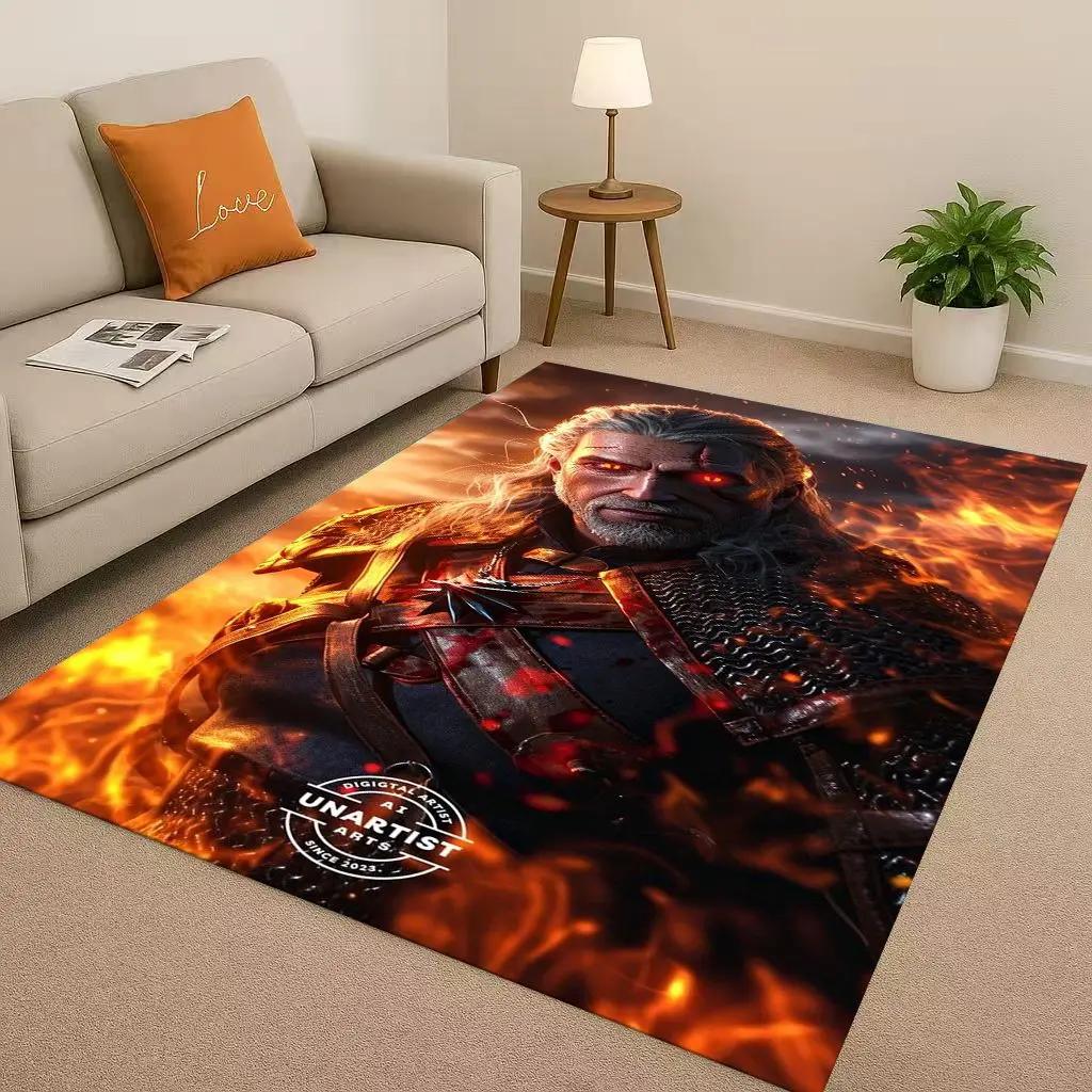 HD The W-Witcher Game Geralt Gamer Cartoon Living Room Non-Slip Area Rug Carpet For Bedroom Playroom Sofa,Home Doormat Kid Gift