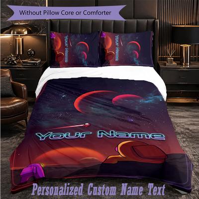 Personalized 3Pcs Bedding SetAmong Us Custom Text Duvet Cover Pillowcase Set Bedroom Gift