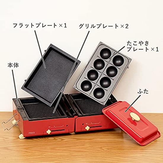 PRISMATE Grilled Hot Sand Maker with 3 Types of Plates and Fun Recipe Book PR-SK033 (RD (Red))