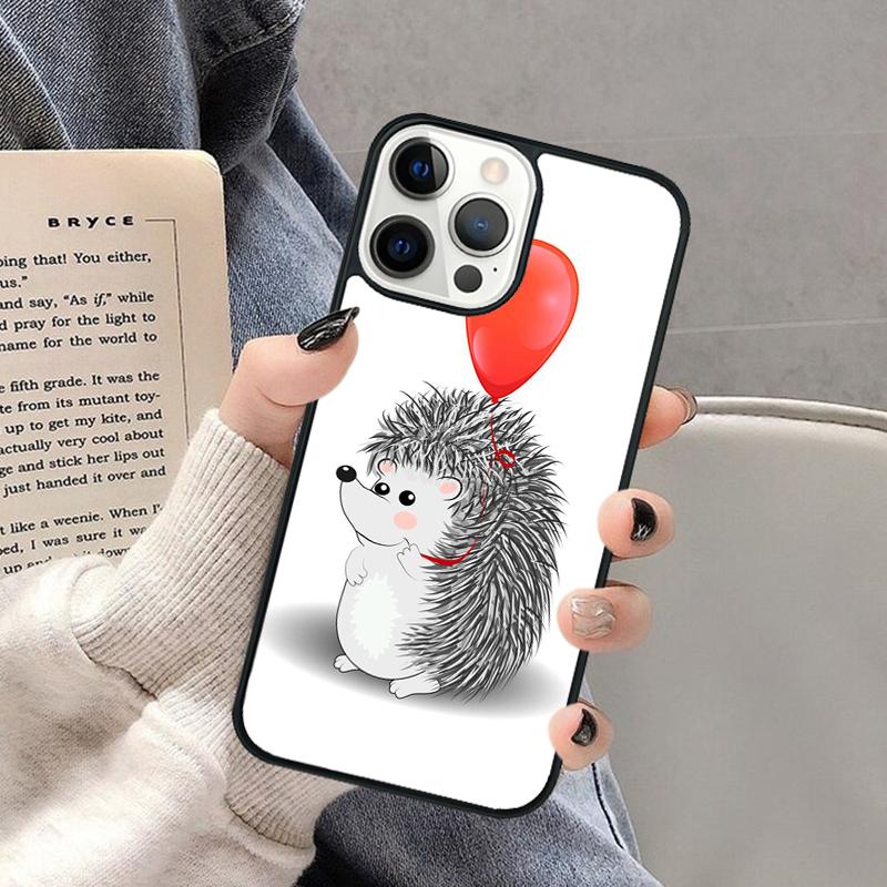 Hedgehog and Balloon Phone Case for iPhone 17 Air 16 16e 15 Plus for Apple 13 11 12 14 Pro Max Cover coque Shell