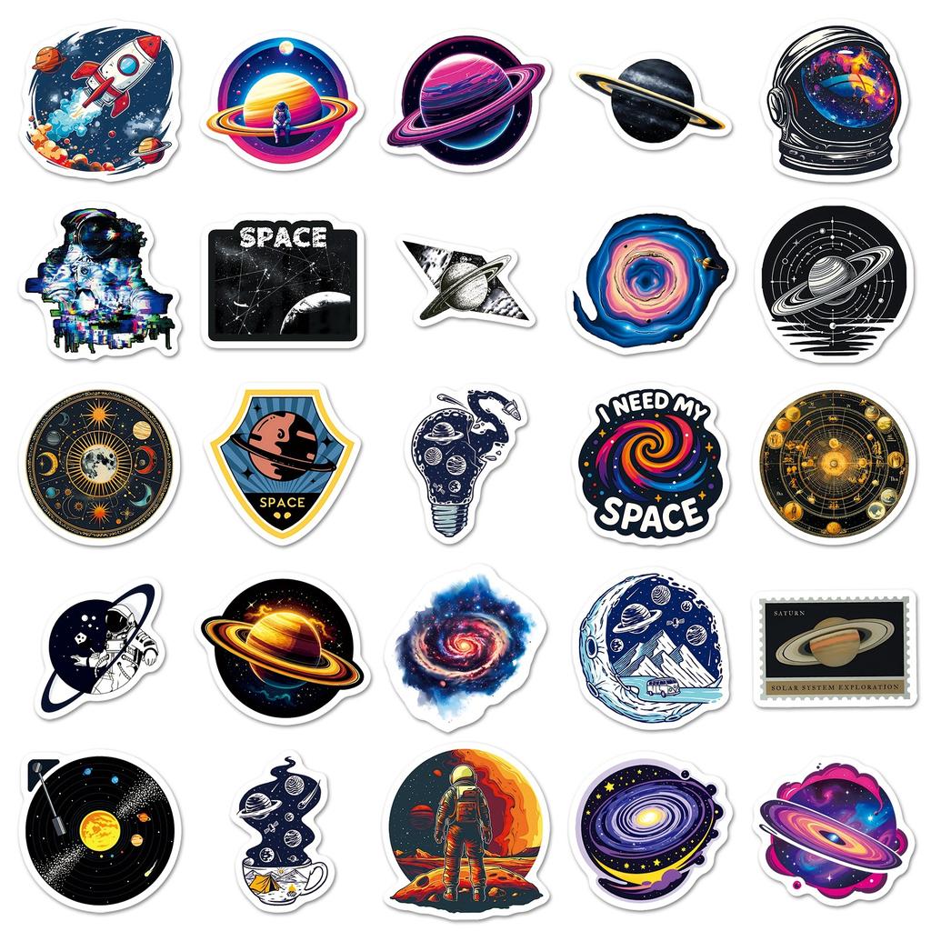 50PCS Retro Universe Stickers Planet Personality Trend Cartoon Galaxy DIY Guitar Phone Laptop Suitcase Skateboard Decals