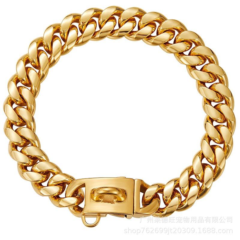 14mm Black Dog Chain Collar Chew Proof Stainless Steel Cuban Link Small Medium Large Dogs Hip Hop Pet Necklace