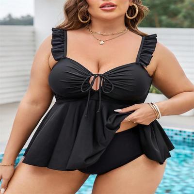 Women's Plus Size Two-Piece Tummy Control Swimsuit with Shorts