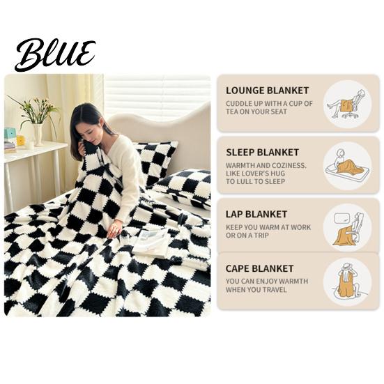 Soft Baby Blanket Bed for Fluffy Checkered Plush Breathable Chessboard Pattern Weaved Polyester All Season
