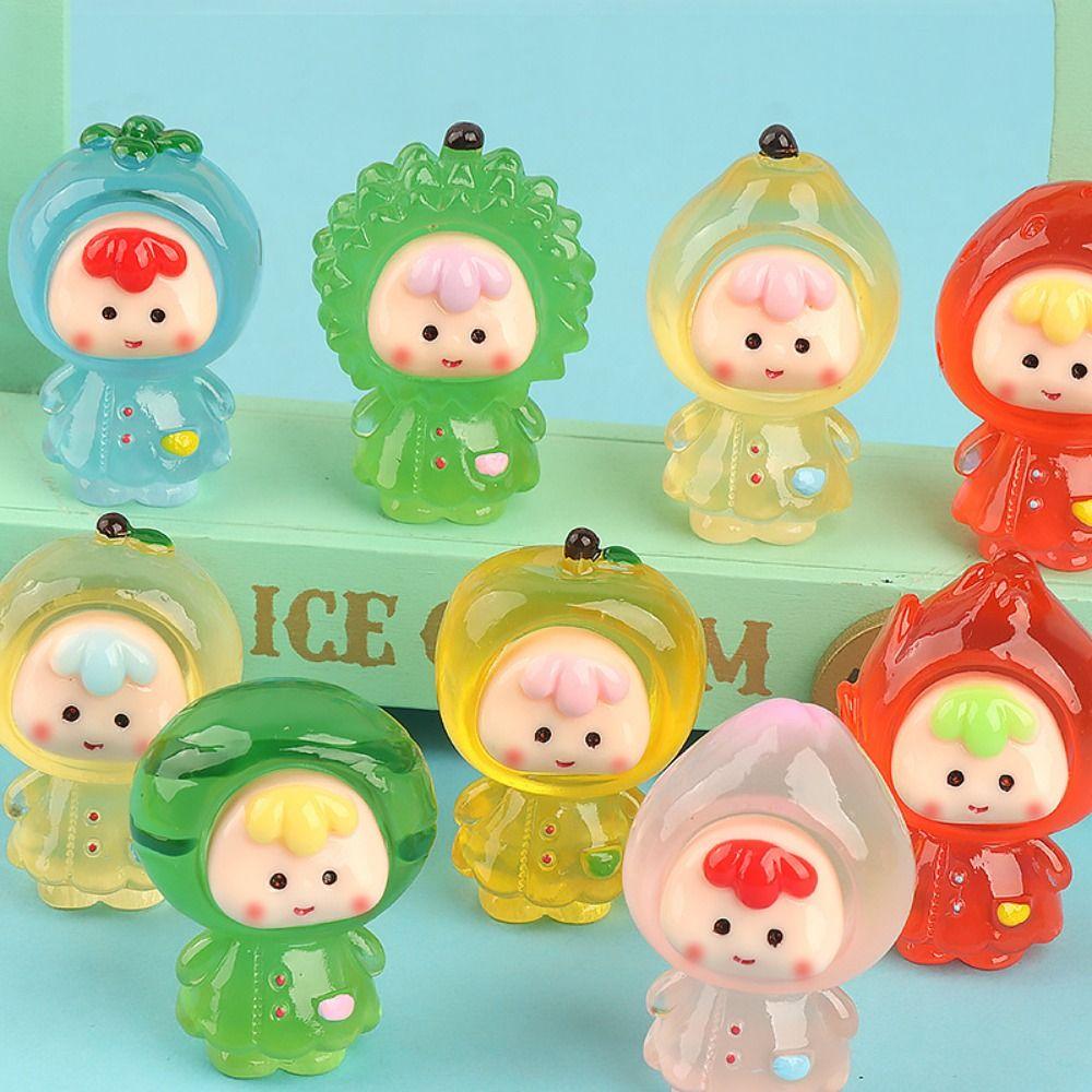 

9 шт. смоляные светящиеся куклы конфетного цвета клубника мультфильм фрукты модель игрушка детский подарок Noctilucous Style