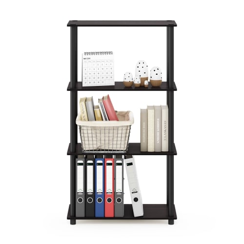 Furinno Turn-N-Tube Open Shelving Unit, Multipurpose Display Rack, 4 Tiers, 59.9(W) X 29.7(D) X 109.9(H)cm, Color: Dark Walnut [Officially Imported Fr