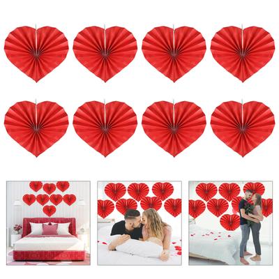 8 Pezzi Ventagli di Carta a Forma di Cuore d'Amore per Matrimonio e Anniversario Ventaglio Pieghevole Decorativo Forniture per Festa di San Valentino
