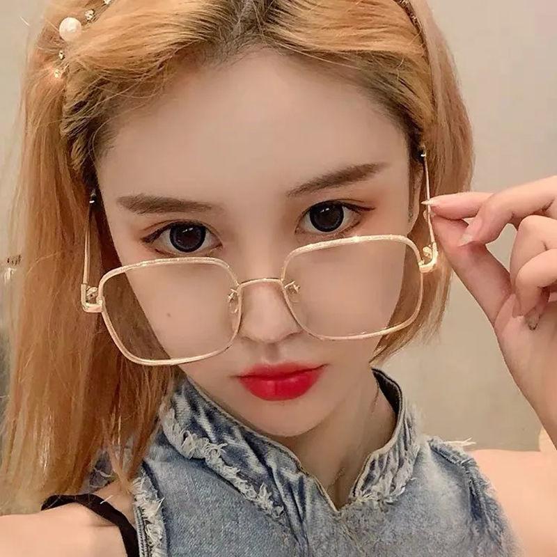 

Очки для близорукости, женские простые очки, анти-синий свет, HD, простые очки, металлическая оправа, сетка, красный, модные, для похудения, с большим лицом