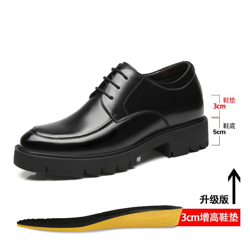 Spring and Autumn Men's Leather Shoes Men's 8cm Height Increase 10cm Thick-soled Business Dress Shoes Casual Wedding Men's Leather Shoes Genuine 