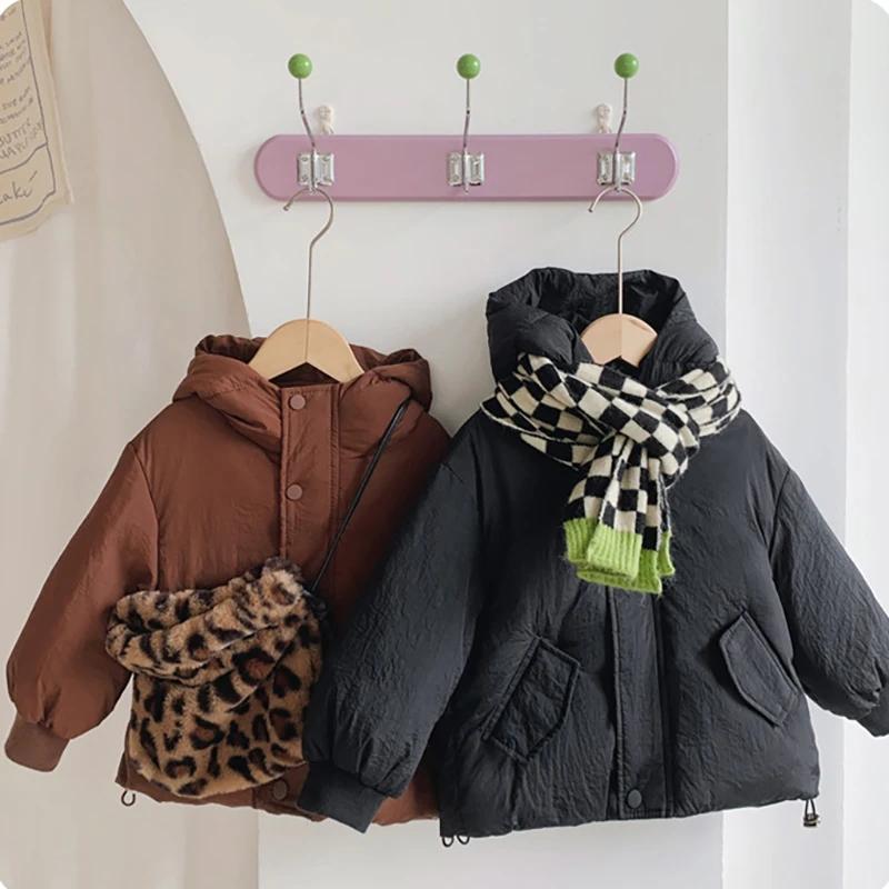 Winter Children's Down Jacket Kid's Clothing Korean Version Boys Loose Solid Color Thick Coat Girls Warm Outwear