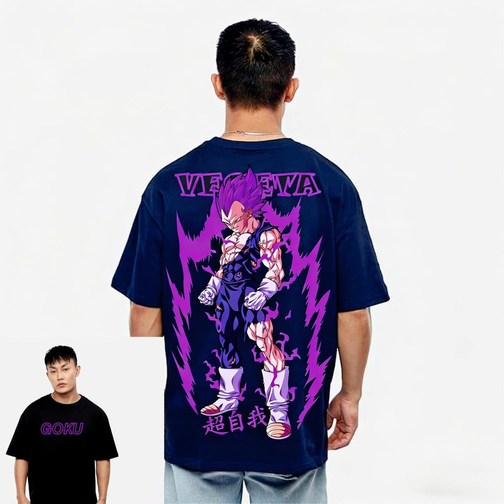 Dragon Ball TShirt Men Summer Vegeta Ultra Ego Purple Lightning Graphic Short Sleeve Streetwear Loose Fit Anime Fan Top
