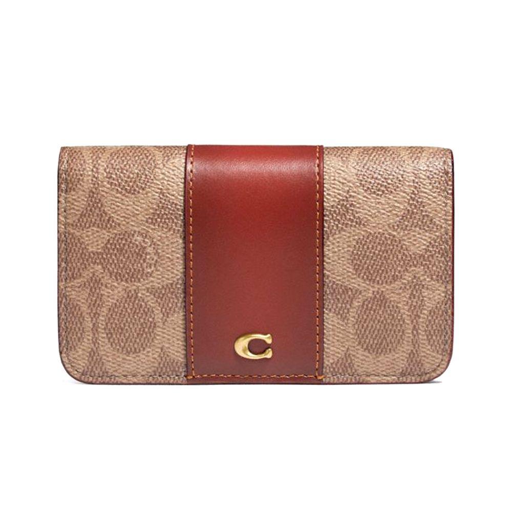 

Coach Card Case Slim Long Fashion Classic Coated Canvas With Leather Wallet Women Wallet Brown Yellow Rust C5870-B4NQ4 Basic Set (Bag+Dust Bag)