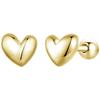 BAMOER Orecchini a Bottone Mini Cuore in Argento 925 Placcati Platino Semplici Orecchini Lucidi per Donna Dolce Gioielleria Raffinata Regalo
