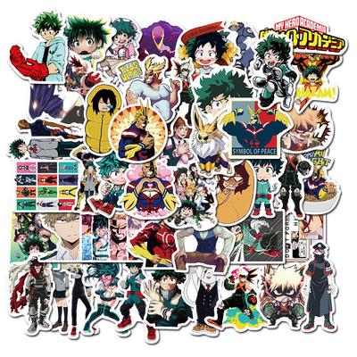 50 ks nálepiek My Hero Academia Japonská anime nálepka na batožinu Motocykel Laptop Chladnička autíčko PVC vodotesná