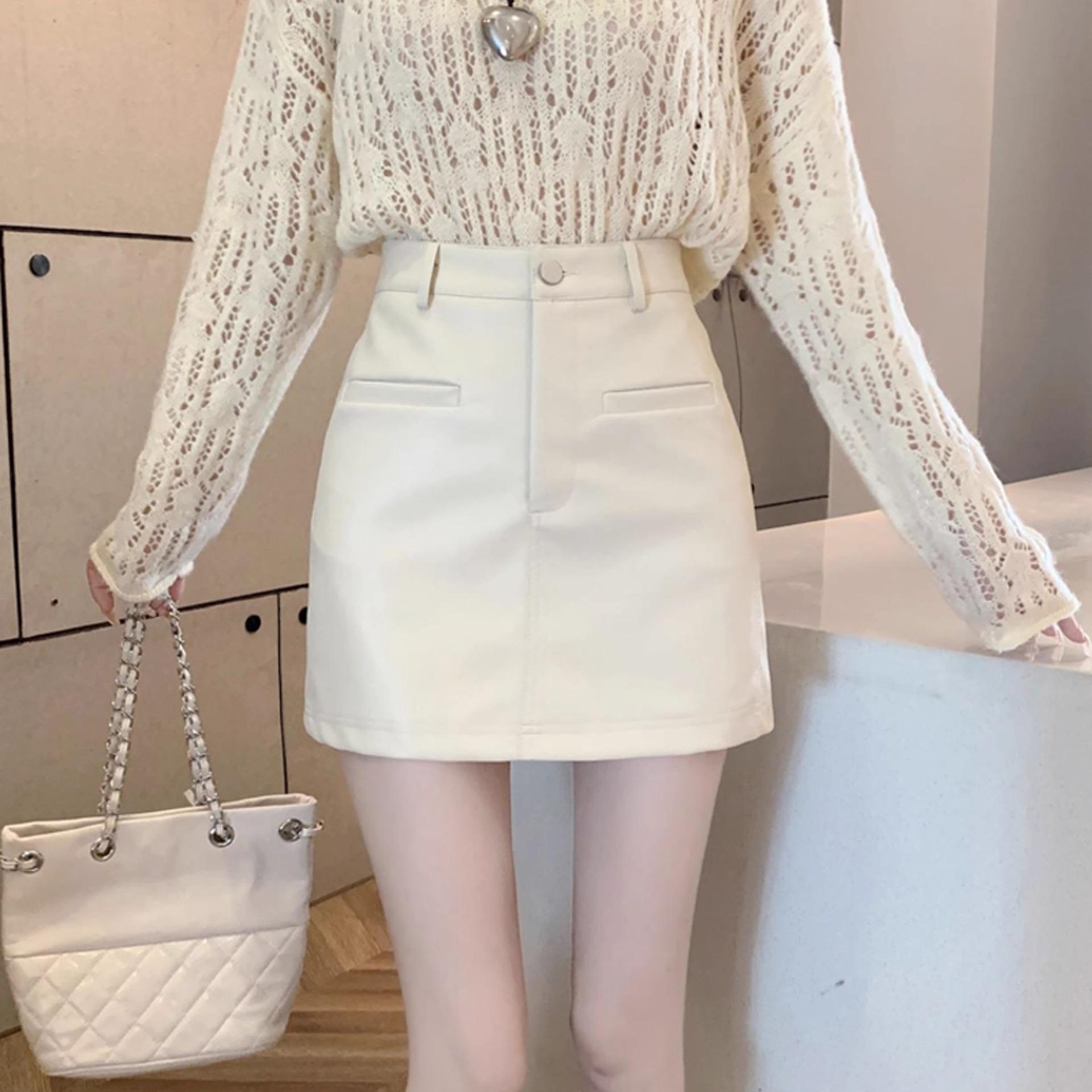 

Women s High Waist Brown PU Leather Midi Skirt - Versatile A-Line for Autumn/Winter XS