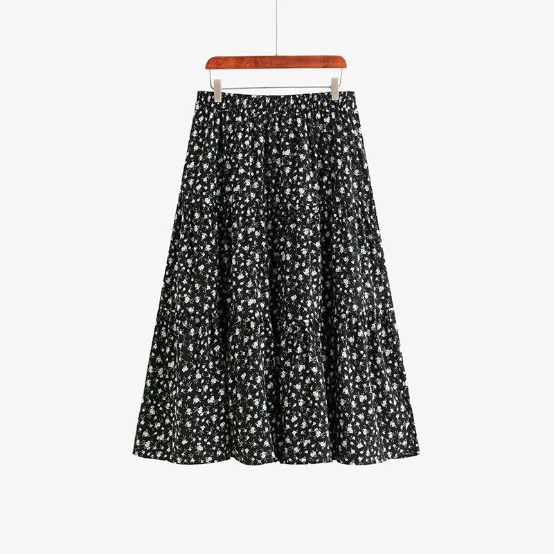 

Женская юбка-полусолнце с цветочным принтом, эластичная плиссированная юбка-полусолнце, юбка-торт 4XL чёрный