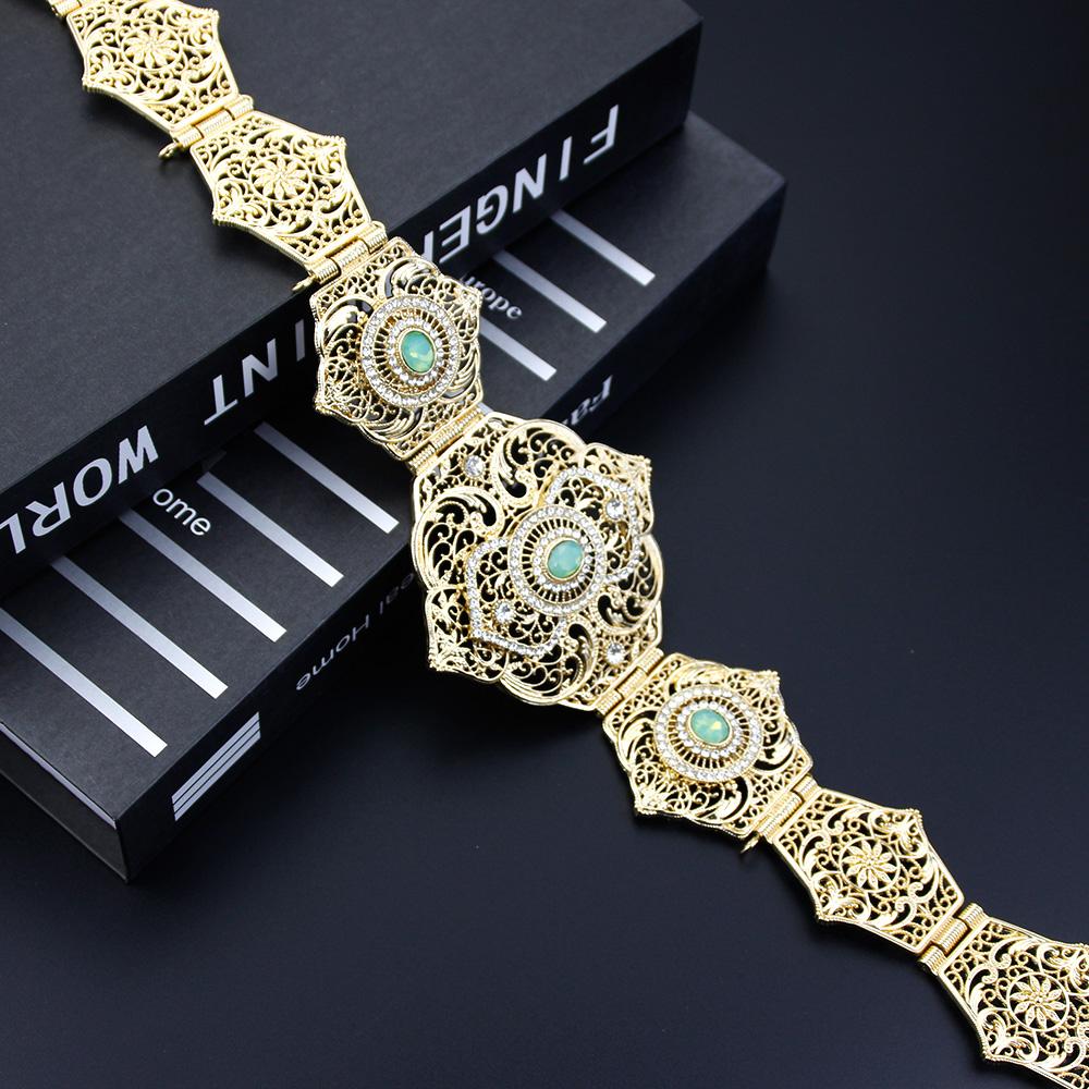 Chic Jewelry Women Belt For Robe Wedding Dress Mint Green Crystal Hollow Waistband Bride Gift