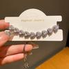 Elegancka Bransoletka z Charmsami Kwiatowe Serce z Cyrkoniami Damska Stop Tonowany Z Różowymi Akcentami Delikatna Regulowana Opaska Stylowa