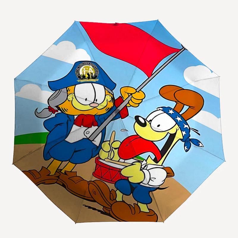 1pc Garfield & Odie Pirate Adventure: Automatic Opening Umbrella with Foldable Design, Iron Frame, Outdoor Use, Perfect Gift for Fans, Travelers, Dail
