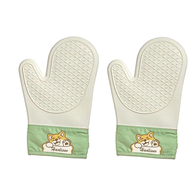Silicone Heat Insulation Gloves Thickened, Non-slip, High Temperature Oven Gloves Baking and Scalding Kitchen Hand Clamps
