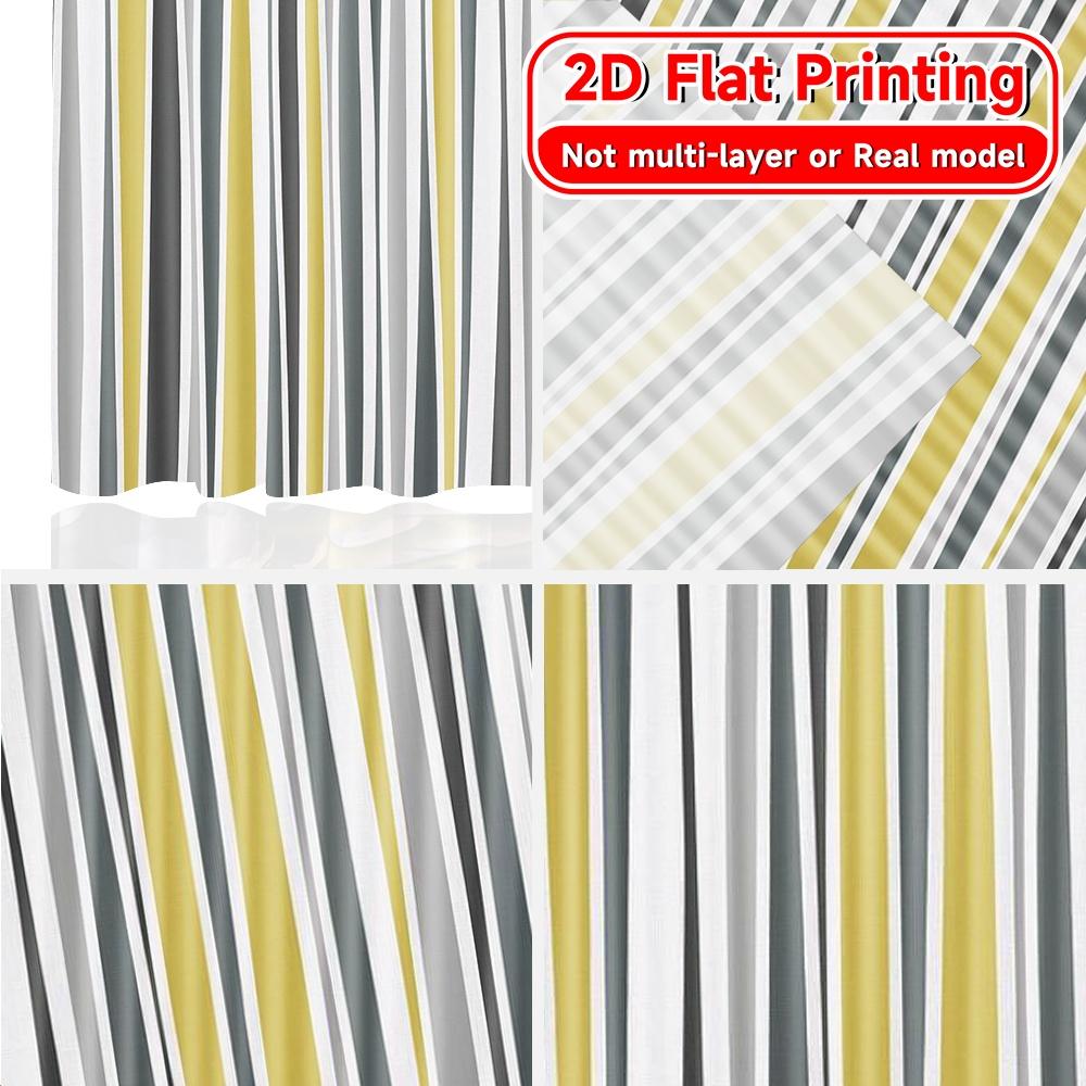 2 st, 2D FLATTRYCKTA Gardiner (Utan stång) Randig symfoni Semestertryckta gardiner Polyester Lättmonterade gardiner