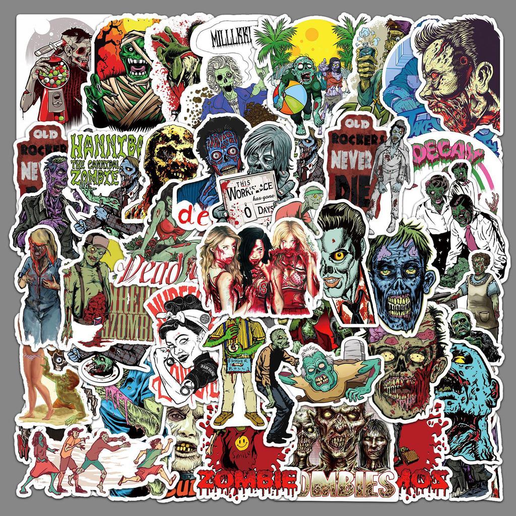 51 Creative Zombie Graffiti Stickers - Horror Series for Cars, Water Bottles, Suitcases, and Phone Cases