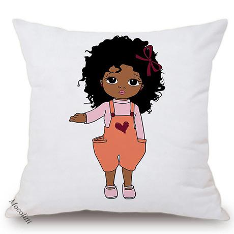 Africa Baby Cartoon Throw Pillow Case Cute Girl Children Room Sofa Bed Decorative Cushion Cover Velvet Soft Pillowcase 45X45Cm