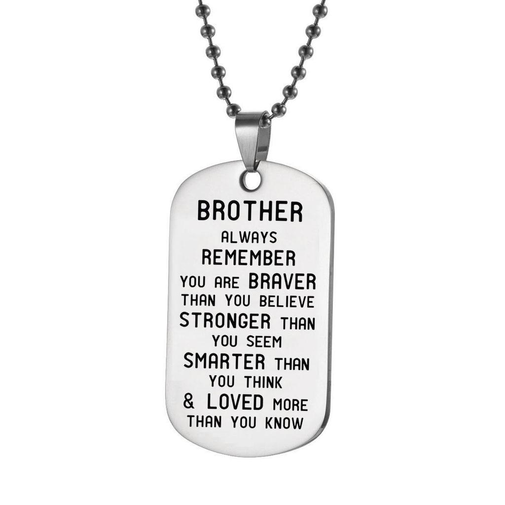 Engravable Black Titanium Steel Keychain Pendant Necklace Accessory