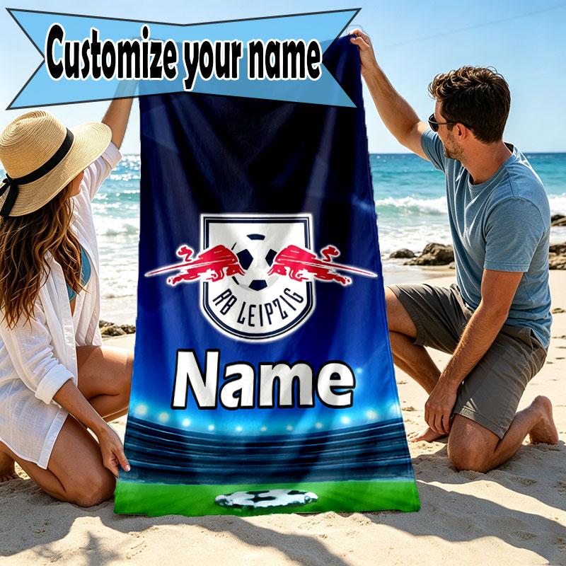Custom Name Personalized RB Leipzig Print Beach Towel, for Trip Camping Beach Party Home Decor, Birthday Gift for Family & Friends