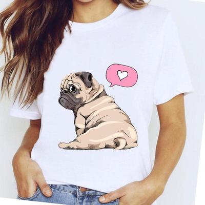 Unisex Printing Short Sleeve Tshirt Dog Pug Love Cute Casual Fashion Clothes  T Tee Top Print  FeUnisex Clothing Graphic T-shirt