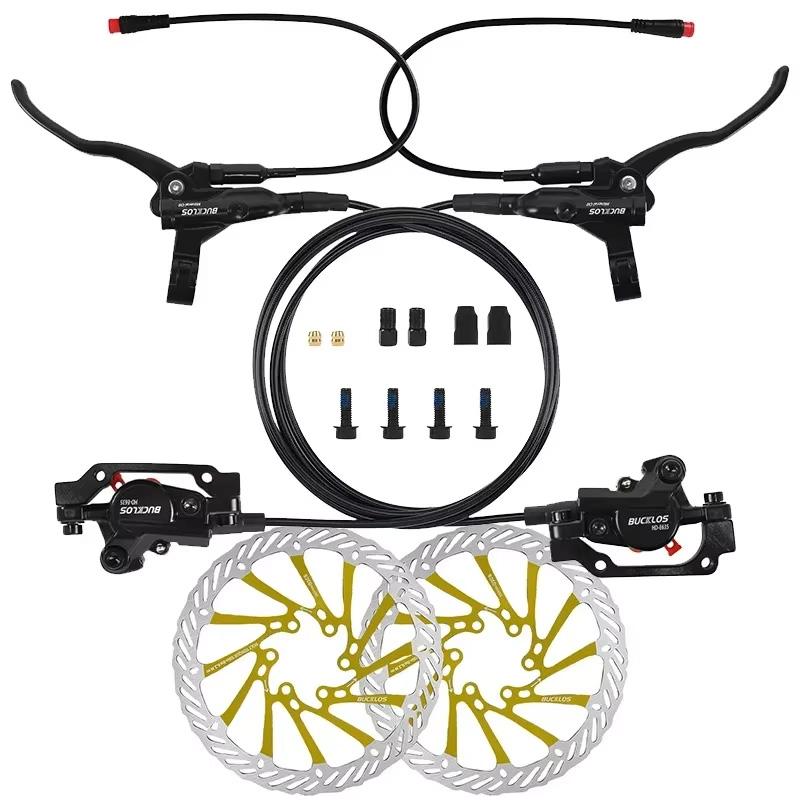 2 Piston E-Bike Disc Brake Set Power Off Bicycle Hydraulic Disc Brake E Scooter Power Control Shifter Bicycle Brakes 160 rotors