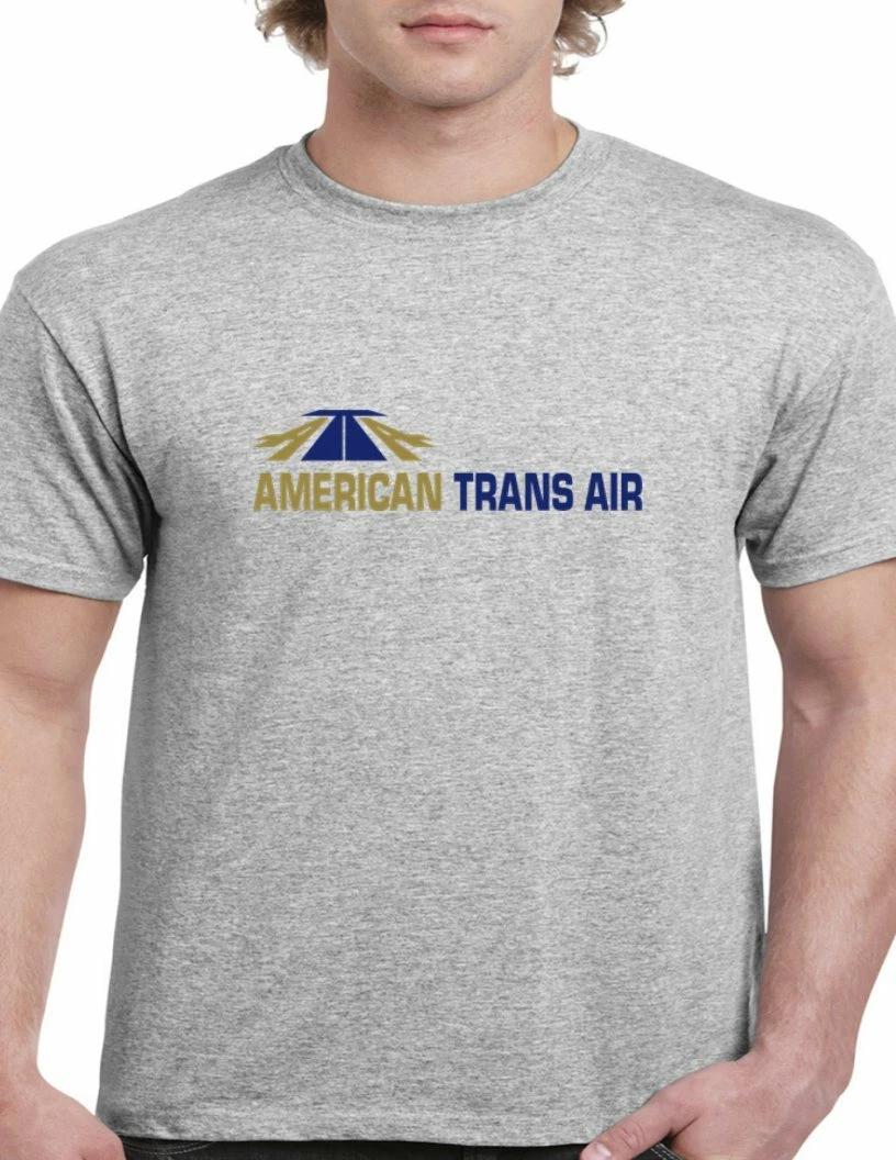 American Trans Air ATA Retro Logo Tee US Airline Sport Gray Cotton T-Shirt S