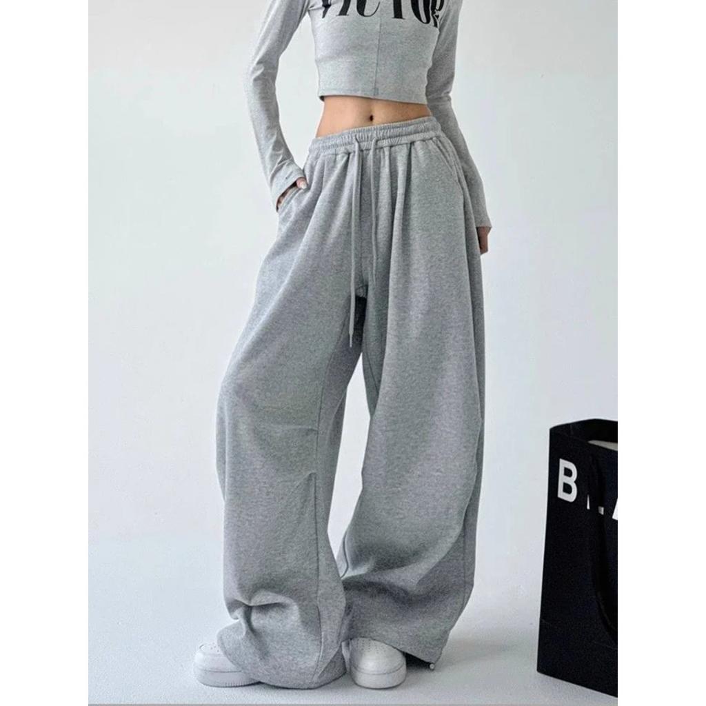 VIONA Y2K Harajuku Wide Leg Sweatpants Women Streetwear Baggy Oversize Gray Sports Pants High Waist Drawstring Casual Joggers Trousers