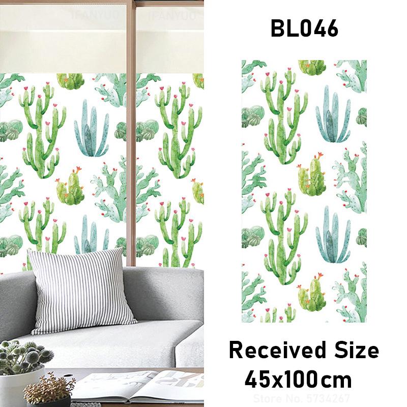 Matte Tropical Plants Flower Animal Window Glass Electrostatic Stickers Decorative Privacy Protection Film Glue Free Removable